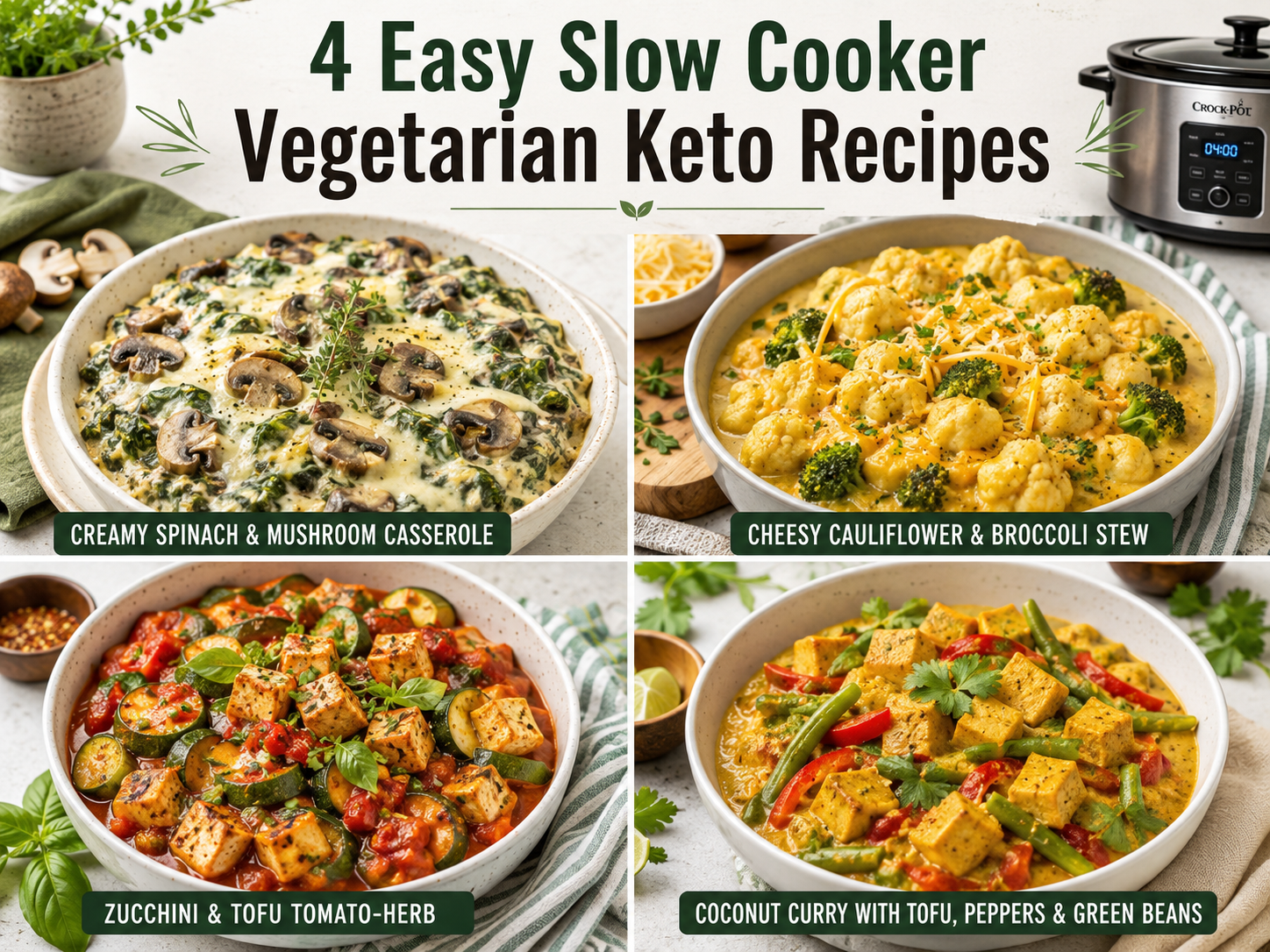 4 Easy Slow Cooker Vegetarian Keto Recipes